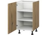 Unterschrank KOCHSTATION "KS-Trea U60", braun (eiche astig), B:60cm H:75cm T:56cm, Schränke, Unterschrank, zwei Einlegeböden, Breite 60 cm, Höhe 75 cm, mit verstellbaren Füßen