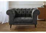 Loveseat HOME AFFAIRE "Tinnum Loveseat, Chesterfield Sessel", grau (anthrazit), B:121cm H:77cm T:87cm, Luxus-Microfaser Vintageoptik (66% PU, 27% Polyester, 7% Baumwolle);Struktur weich( 97% Polyester, 3% Polyacryl), Sessel, Loveseat