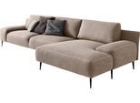 Ecksofa DESIGNWERK "Forma L-Form, zeitloses Designsofa mit aktuellem Fuß", beige (liver), B:344cm T:162cm, Leder;Struktur 98% Polyester, 2% Acryl, Sofas, Ecksofa, in hochwertiger Verarbeitung & tollem Sitzkomfort