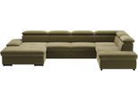 Wohnlandschaft SIT & MORE "Alcudia U-Form", grün (olive), B:349cm H:73cm T:226cm, 98% Polyester, 2% Polyamid, Sofas, Wohnlandschaft, wahlweise mit Bettfunktion