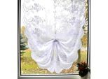 Scheibengardine STICKEREIEN PLAUEN "Lara" Gr. 2, weiß, B:90cm H:100cm, Voile, Polyester, Gardinen, Scheibengardine, veredelt mit echter Plauener Spitze Stickerei