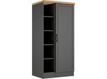 Vorratsschrank KOCHSTATION "KS-Lana", grau (matt grau, wotaneiche), B:80cm H:166cm T:60cm, Holzwerkstoff, MDF, Schränke, Vorratsschrank, Breite 80 cm