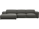 Ecksofa FLEXLUX "Lucera bequem und komfortabel durch hochwertigen Sitzaufbau, L-Form", grau (warm mineral grau), B:319cm H:73cm T:171cm, 100% Echteder, Sofas, Ecksofa, modern & anschmiegsam, Kaltschaum, Stahl-Wellenunterfederung