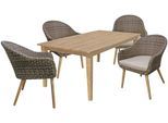 Garten-Essgruppe GARDEN PLEASURE "VISALIA/PUEBLO", braun (braun, braun, braun), B:290cm H:87cm T:380cm, Aluminium, FSC-zertifiziertes Massivholz, Polyrattan, Sitzmöbel-Sets, Garten-Essgruppe, mit Massivholz