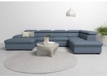 Wohnlandschaft HOME AFFAIRE "Alberto U-Form", blau (graublau), B:350cm H:73cm T:228cm, Luxus-Microfaser in Lederoptik (100% Polyester);Microfaser in Antiklederoptik (100% Polyester);Luxus-Microfaser Vintageoptik (100% Polyester);Luxus-Microfaser weich (90%Polyester 10%Polyamid), Sofas, Wohnlandschaft, mit Kopfteilverstellung, wahlweise mit Bettfunktion