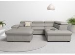 Ecksofa HOME AFFAIRE "Alberto L-Form", grau (hellgrau), B:272cm H:73cm T:226cm, Luxus-Microfaser Lederoptik (100% Polyester);Luxus-Microfaser weich (9)0% Polyester / 10% Polyamid;Luxus-Microfaser Vintageoptik (100% Polyester);Microfaser Antiklederoptik (100% Polyester), Sofas, Ecksofa, mit Kopfteilverstellung, wahlweise mit Bettfunktion