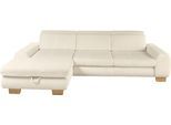 Ecksofa, weiß (natur), SET ONE BY MUSTERRING, Sofas, B/H/T: 307cm x 86cm x 195cm, Cord, Ottomane links, Sitzhöhe 49cm,Sitztiefenverstellung im 3-Sitzer,Kopfteilverstellung,ohne Bettfunktion,ohne Bettkasten, 88% Polyester;12% Polyamid, Ecksofa, whlw. mit Funktion, Kaltschaum, in Cord, natur, Sitzhöhe 49, B:307cm H:86cm T:195cm