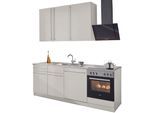 Küchenzeile WIHO KÜCHEN "Chicago", weiß (küche: natur, korpus: cashmerefarben, arbeitsplatte: canvas grau), B:220cm T:60cm, Komplettküchen-Sets, Küchenzeile, ohne E-Geräte, Breite 220 cm