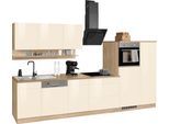 Küchenzeile KOCHSTATION "KS-Virginia", beige (küche: natur, front: creme hochglanz, korpus: eiche sonoma, arbeitsplatte: eiche sonoma), B:350cm H:200cm T:60cm, Komplettküchen-Sets, Küchenzeile, Breite 350 cm, ohne E-Geräte