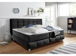 Boxspringbett HOME AFFAIRE "Salo XXL", grau (anthrazit), B:174cm L:231cm, Komplettbetten, Boxspringbett, in Samtoptik oder Struktur, 6 Breiten in Überlänge 220cm, 4 Härtegrade