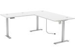 Schreibtisch INNOSTYLE "Schreibtisch Santorin, 185/72/173 cm ( B/H/T)", weiß, silber matt, weiß, B:185cm H:72cm T:77cm, Tische, Schreibtisch, mit motor. Höhenverst. (72-120 cm) mit Memory-Funkt., li/re montierbar
