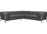 Chesterfield-Sofa HOME AFFAIRE "Amaury L-Form", grau, B:264cm H:75cm T:262cm, Struktur (100% Polyester);Samtoptik (100% Polyester), Sofas, Chesterfield-Sofa, Chesterfield-Optik, Breite/Tiefe je 262 cm, Fußfarbe wählbar