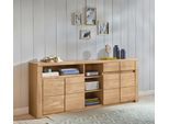Sideboard OTTO HOME "Burani", braun (eiche teilmassiv), B:200cm H:80cm T:35cm, FSC-zertifiziertes teilmassives Holz, Sideboards, Sideboard, grifflose Optik
