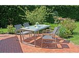 Garten-Essgruppe GARDEN PLEASURE "AVA", grau (grau, silber, braun, grau, grau), B:260cm H:84cm T:160cm, Aluminium, Glas, Kunststoff, Polyrattan, Sitzmöbel-Sets, Garten-Essgruppe, robustes Tischdesign