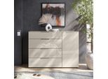 Kommode HBZ "Santorin, BxHxT 135x99x40 cm", beige (kaschmir), B:135cm H:99cm T:40cm, Holzwerkstoff, Sideboards, Kommode, Breite 135cm, Softclose für Türen und Schubkästen, Melaminbeschichtung