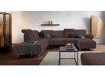 Wohnlandschaft HOME AFFAIRE "Manhattan U-Form", braun, B:345cm H:102cm T:247cm, Luxus Microfaser2 (90% Polyester, 10% Polyamid);Flachgewebe (100% Polyester);Luxus-Microfaser1 (100% Polyester), Sofas, Wohnlandschaft, 2 Sitze mit elektrischer Relaxfunktion, verstellbare Armlehnen