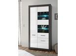 Vitrine HOME AFFAIRE "Etero", grau (schwarz concret, weiß mdf hochglanz, applikation schwarz concret), B:100cm H:198cm T:35cm, Schränke, Vitrine, Höhe 198 cm
