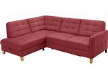 Ecksofa EXXPO - SOFA FASHION "Elio, kompakt & bequem, zeitloses Design, Breite 228cm, L-Form", rot (bordeaux), B:228cm H:84cm T:174cm, Sofas, Ecksofa, wahlweise mit Bettfunktion und Bettkasten