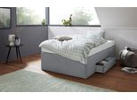 Boxspringbett, grau, B:120cm L:200cm, Bezug Bett: Feinstrukturstoff (77% Polyester, 23%Viskose) oder Microfaser (100% Polyester);Bonnellfederkernmatratze: 100%Polyester;Kaltschaummatratze: 100% Polyester, Bezug abnehm- und waschbar bis 60C, WESTFALIA SCHLAFKOMFORT, Komplettbetten, Boxspringbett, mit integrierter Schublade, frei im Raum stellbar