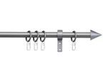 Gardinenstange INDEKO "Kegel", silber (silberfarben), L:120cm Ø:16mm, Stahl, Gardinenstangen, Gardinenstange, Komplett-Set inkl. Ringen und Montagematerial