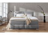 Boxspringbett HOME AFFAIRE "Wehma", grau, B:210cm L:233cm, Struktur fein (100% Polyester), Komplettbetten, Boxspringbett, inkl. Topper in 3 verschiedenen Matratzen, auch in Samtstoff