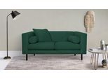 2-Sitzer HOME AFFAIRE "Lillibeth Designsofa mit Wellenunterfederung, Maße B/T/H: 155/74/83 cm", grün, B:155cm H:83cm T:74cm, 100% Polyester, Sofas, 2-Sitzer, Zierkissen als Wendekissen, in Samtoptik oder Cord