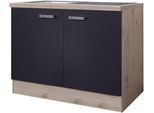 Spülenschrank FLEX-WELL "Antigua", grau (anthrazit, san remo eiche), B:100cm H:86cm T:57cm, Holzwerkstoff, Schränke, Spülenschrank, (B x H x T) 100 x 86 x 60 cm, inkl. Einbauspüle