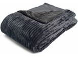 Wohndecke GÖZZE "Cordoptik", grau (anthrazit), B:150cm L:200cm, Kunstfaser, Wohndecken, Wohndecke, mit Glanzeffekt, Kuscheldecke