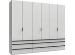 Falttürenschrank WIMEX "Oxford by fresh to go, in der Breite 300cm, in 2 Höhen erhältlich", weiß, Schränke, Weiß, B/H/T: 300cm x 236cm x 58cm, Schubladen: 9 Stk. Türen: 6 Stk. ohne Spiegel, Holzwerkstoff, Falttürenschrank, mit hochwertigen Falttüren für den perfekten Überblick, B:300cm H:236cm T:58cm