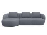 Wohnlandschaft FLEXLUX "Torino, rund, L-Form, Sofa-Ecke mit Recamiere, Longchair-Sofa", blau (navy blau), B:276cm H:85cm T:146cm, Sofas, Wohnlandschaft, Modernes, organisches Sofa-Design, Kaltschaum, Wellenunterfederung