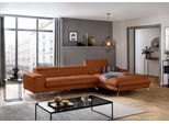 Ecksofa W.SCHILLIG "piedroo, Designsofa mit tollem Sitzkomfort, bequem und elegant, L-Form", braun (cognac z69), B:343cm H:70cm T:193cm, Longlife Xtra-Leder Z69: Das feinnarbige, gedeckte Softleder Z69 besticht durch seine außergewöhnliche Weichheit im trendigen »Vintage-Look«, Hautstärke 0, 9 - 1, 1 mm, Sofas, Ecksofa, Kopfteilverstellung, wahlweise mit Sitztiefenverstellung, Breite 343cm