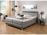 Boxspringbett HOME AFFAIRE "Rocklin", grau (grau, anthraz), B:192cm L:217cm, Komplettbetten, Boxspringbett, in H2, H3 oder H4 erhältlich