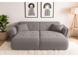 Big-Sofa HOME AFFAIRE "MIRELDA Design-Sofa mit Steppungen, extra tief, Breite 251 cm", grau (taupe), B:251cm H:81cm T:155cm, 100% Polyester, Sofas, Big-Sofa, elegant und bequem, enthält 2 Zierkissen, belastbar bis 480kg