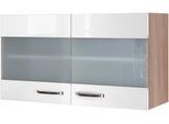 Glashängeschrank FLEX-WELL "Florenz", weiß (hochglanz weiß, sonoma eiche), B:100cm H:54cm T:32cm, Glas, Holzwerkstoff, Schränke, Glashängeschrank, (B x H x T) 100 x 54,8 x 32 cm, mit Stollenglastüren