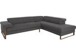 Ecksofa W.SCHILLIG "finn, Designsofa mit tollem Sitzkomfort, bequem, L-Form", grau (anthrazit s22), B:281cm H:71cm T:230cm, Flachgewebe S22 (100% Polyester);Stoff S37 (100% Polyester);Longlife Xtra-Leder Z59: Glattleder mit modischer Prägung. Hautstärke 0, 9 - 1, 1 mm, Sofas, Ecksofa, German Design Award 2016, Fußgestell Nussbaum natur, Breite 281 cm
