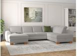 Wohnlandschaft SIT & MORE "Dundee U-Form", silber, B:338cm H:86cm T:219cm, Sofas, Wohnlandschaft, mit Federkern und Massivholzfüßen, wahlweise mit Kopfteilverstellung