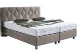 Boxspringbett "Phönix", beige (schwarz, beige), B:175cm L:210cm, Bezug Bett: Microvelours (100% Polyester) oder Feinstruktur (100% Polyester);Bezug Bonnell-Federkernmatratze: 100% Polyester;Bezug Kaltschaummatratze: 100% Polyester;Bezug Tonnentaschenfederkernmatratze: 80% Baumwolle, 20%Polyester, WESTFALIA SCHLAFKOMFORT, Komplettbetten, Boxspringbett