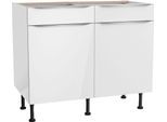 Unterschrank KOCHSTATION "KS-Aken", weiß (weiß hochglanz, weiß), B:100cm H:87cm T:58,4cm, Schränke, Unterschrank