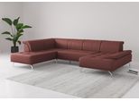 Wohnlandschaft HOME AFFAIRE "Caluna", rot (merlot), B:334cm H:81cm T:235cm, Sofas, Wohnlandschaft, Inkl.Sitztiefenverstellung, wahlweise mit Kopf- und Armteilverstellung