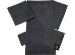 Seiftuch ROSS "Cashmere feeling", grau (anthrazit), B:30cm L:30cm, Frottier, Baumwolle, Handtücher, Seiftuch, mit Wellen-Bordüre