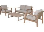 Gartenlounge-Set GARDEN PLEASURE "»SAN«", braun (braun, washed braun), Kissenbezug: 100% Polyester, Sitzmöbel-Sets, Gartenlounge-Set, 2 Sessel, Tisch LxB: 106x66 cm, inkl Kissen