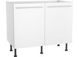 Spülenschrank KOCHSTATION "KS-Bern2", weiß (weiß, weiß), B:100cm H:87cm T:58,4cm, Holzwerkstoff, Schränke, Spülenschrank, Breite 100 cm, 2 Türen