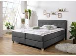 Boxspringbett HOME AFFAIRE "Fargo", grau (anthrazit), B:213cm L:207cm, Struktur fein (100% Polyester);Samtstoff (100% Polyester), Komplettbetten, Boxspringbett, inkl. Topper, in 3 Matratzenarten, in Samt- oder Strukturstoff