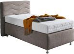 Boxspringbett "Sigma", beige (schwarz, beige), B:135cm L:210cm, Bezug Bett: Microvelours (100% Polyester) oder Feinstruktur (100% Polyester);Bezug Bonnell-Federkernmatratze: 100% Polyester;Bezug Kaltschaummatratze: 100% Polyester;Bezug Tonnentaschenfederkernmatratze: 80% Baumwolle, 20%Polyester, WESTFALIA SCHLAFKOMFORT, Komplettbetten, Boxspringbett