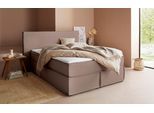 Boxspringbett "Yuma", grau (taupe), B:173cm L:213cm, 100% Polyester, LEGER HOME BY LENA GERCKE, Komplettbetten, Boxspringbett, incl. Topper, in 4 Breiten, 3 Matratzenarten und je 2 Härtegraden