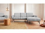Ecksofa EXXPO - SOFA FASHION "Palic, inkl. Rückenverstellung, bequem, elegant, Breite 245cm, L-Form", silber, B:245cm H:87cm T:185cm, Webstoff Premium: 67% Polyester, 33% Baumwolle;Webstoff: 100% Polyester;Velours: 100% Polyester, Sofas, Ecksofa, vom Sofa zum Hochlehner. Hohe Füße und Holzblende als Designmerkmal