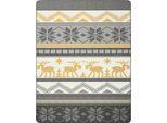 Wohndecke BIEDERLACK "Wohndecke Winter Knit", grau, B:150cm L:200cm, Baumwolle, Polyester, Wohndecken, Wohndecke, mit winterlichem Design