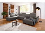 Wohnlandschaft HOME AFFAIRE "Mauritius U-Form", grau, B:354cm T:232cm, Struktur fein (100% Polyester);Luxus-Microfaser Lederoptik (100% Polyester);Soft clean (98% Polyester, 2% Polyamid), Sofas, Wohnlandschaft, mit Kopfteil- und Armlehnverstellung, wahlweise mit Bettfunktion