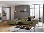 Ecksofa W.SCHILLIG "piedroo, Designsofa mit tollem Sitzkomfort, bequem und elegant, L-Form", grün (camouflage z69), B:303cm H:70cm T:193cm, Longlife Xtra-Leder Z69: Das feinnarbige, gedeckte Softleder Z69 besticht durch seine außergewöhnliche Weichheit im trendigen »Vintage-Look«, Hautstärke 0, 9 - 1, 1 mm, Sofas, Ecksofa, Kopfteilverstellung, wahlweise mit Sitztiefenverstellung, Breite 303cm