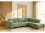 Ecksofa HOME AFFAIRE "LORCAN mit Metallfüßen, Breite 275 cm, weiches Sitzgefühl", grün (mint), B:275cm H:77cm T:210cm, Struktur weich: (85% Polyester, 15% Nylon), Sofas, Ecksofa, Metallfüße, Lederoptik, Struktur, Bouclé